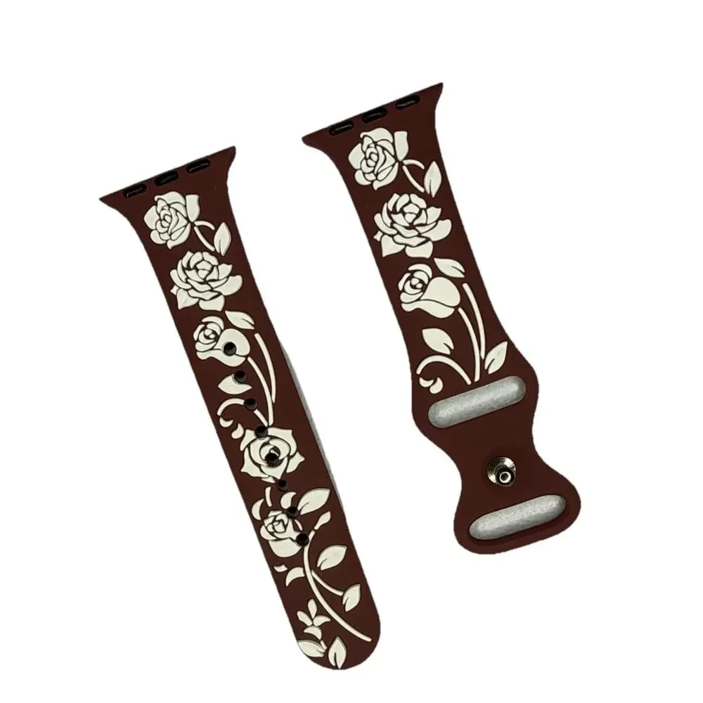 Floral Engraved Band Compatible with Apple Watch 38/40/41mm